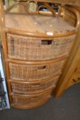 Four drawer bamboo and rattan chest of drawers, approx 55cm wide