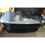 Black glass two tier TV stand