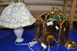 Small table lamp and a brass lamp light fitting