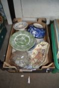 Quantity of assorted ceramics and glass to include fruit bowl, dinner wares blue and white etc