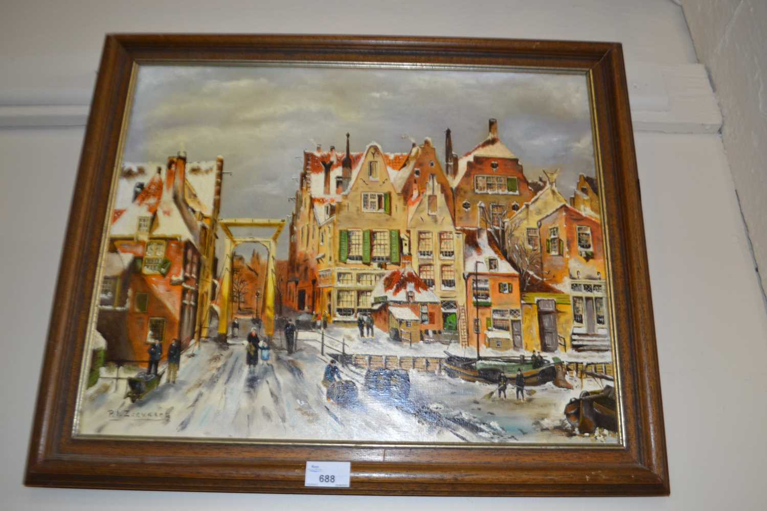 Continental street scene, signed Pizeevaart, oil on canvas, framed