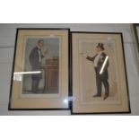 Two spy cartoons, The Colony and The Dasher, both framed and glazed