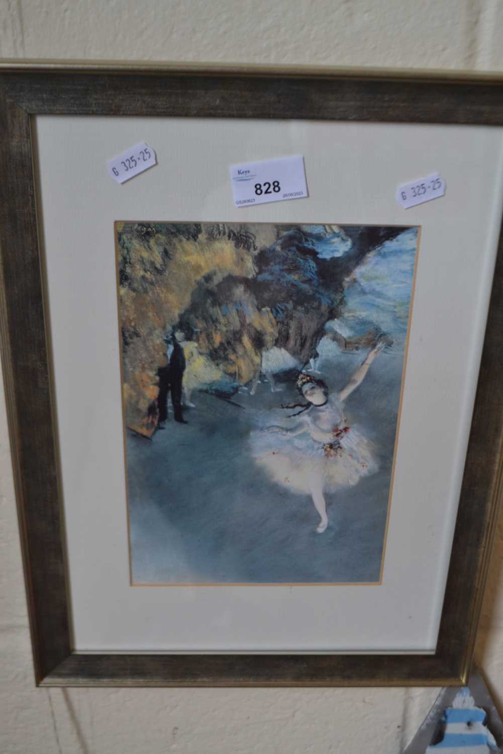 After Degas, print of a ballerina, framed and glazed