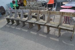 Set of three four seat folding outdoor garden benches
