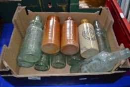 Quantity of assorted vintage stone ware and glass bottles, some from Great Yarmouth