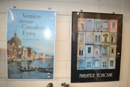 An exhibition poster for Cannaletto at the National Gallery together with a poster of