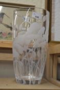 Large glass vase with incised floral decoration