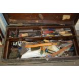 Wooden box and a quantity of workshop tools