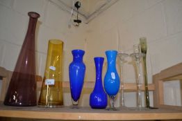 Selection of various coloured glass wares