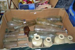 Quantity of vintage stone ware and glass bottles