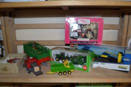 Collection of various boxed and unboxed agricutural models including McCormick tractor, John Deere