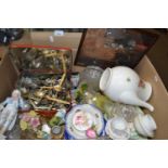 Mixed Lot: Assorted flat ware, teapots, rose bowls, vases etc