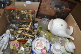 Mixed Lot: Assorted flat ware, teapots, rose bowls, vases etc