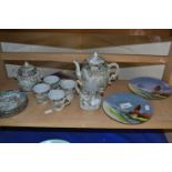 Japanese tea set together with two decorative plates