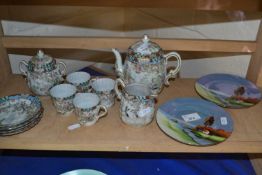 Japanese tea set together with two decorative plates