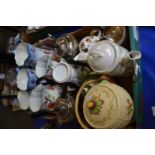 Quantity of assorted ceramics to include teapots, jugs, together with white metal four piece tea