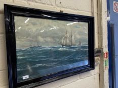 Hanson - Study of a shipping scene, coloured print framed and glazed