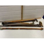 Mixed Lot: Various walking sticks to include horn handled examples