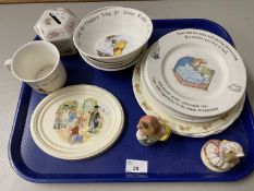 A collection of various Wedgwood Bunnykins Beatrix Potter, Winnie the Pooh and other children's