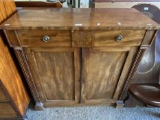 Small Victorian mahogany sideboard with single drawer and two doors, 94cm wide