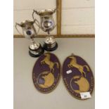 Two Horse of the Year wall plaques together with two further silver plated trophies