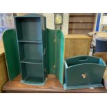 Mixed Lot: Painted magazine rack, similar small shelf and a folding fire screen (3)