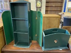 Mixed Lot: Painted magazine rack, similar small shelf and a folding fire screen (3)