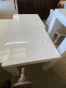 Pair of modern white finish side tables, 50cm wide