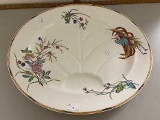 A large Victorian oval drainer meat plate with Oriental decoration