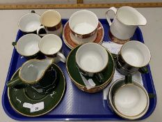 A tray of Elizabethan and other gilt rimmed tea wares