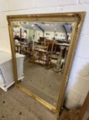 Large rectangular bevelled wall mirror in gilt finish frame, 135cm high