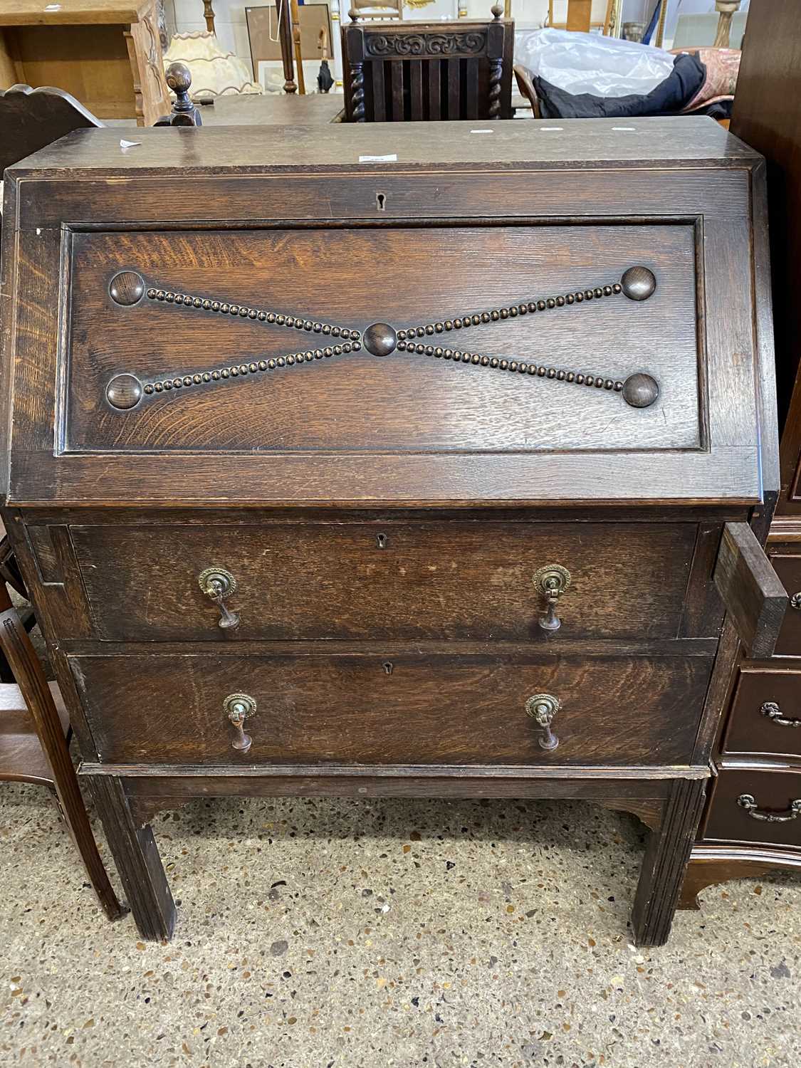 Early 20th Century oak bureau, 76cm wide