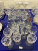 Two trays of various drinking glasses