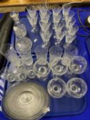 Two trays of various drinking glasses