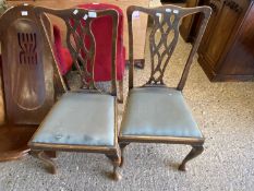 Pair of Edwardian oak dining chairs
