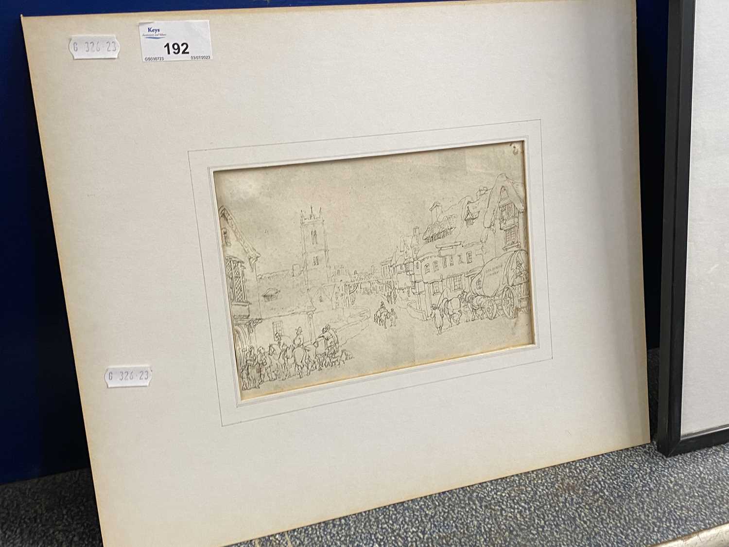 Thomas Rowlandson, etching The George at Stamford, Lincolnshire, mounted but unframed