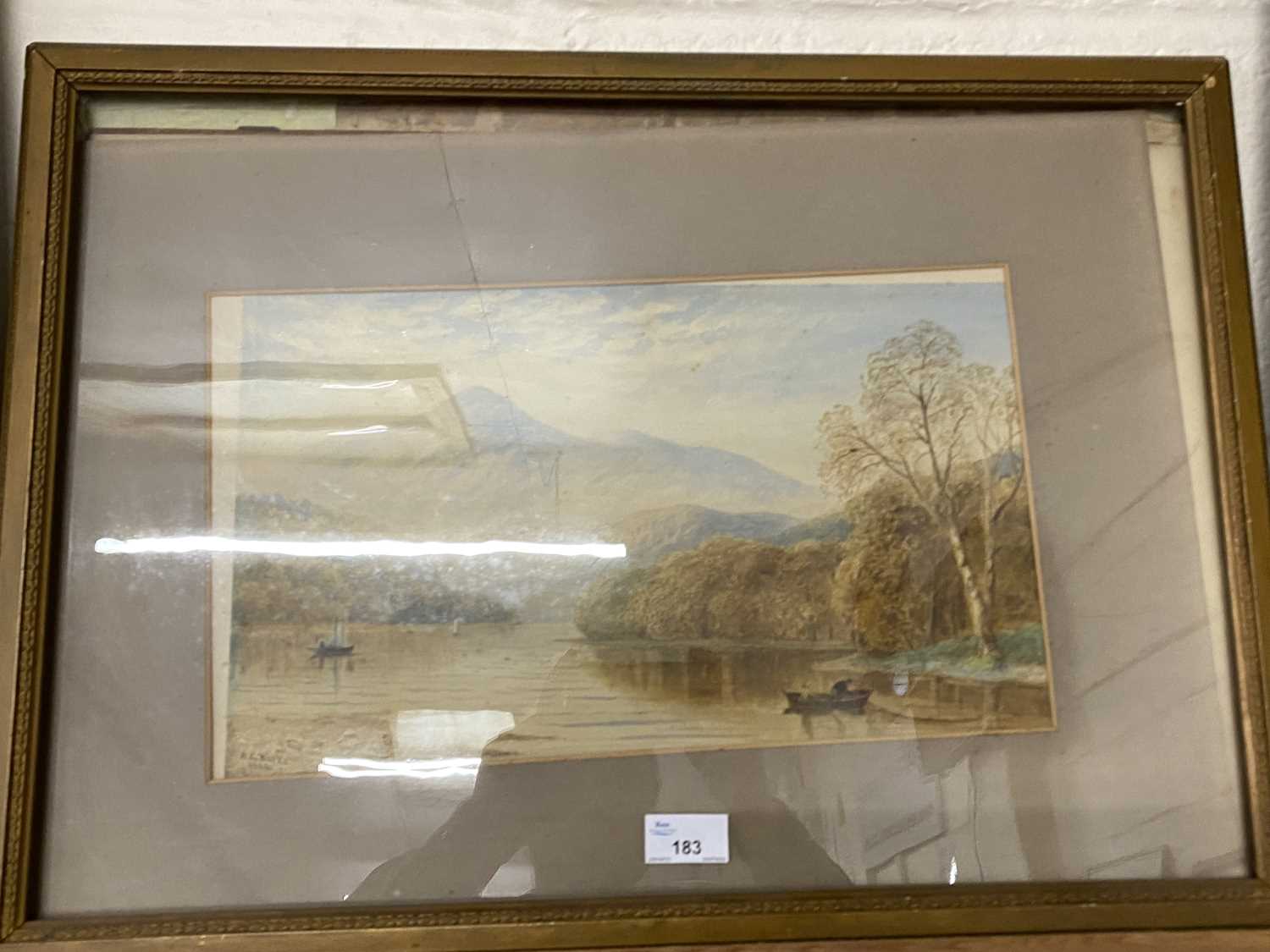 A.C.Burke - study of a lake scene, watercolour, framed and glazed