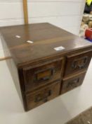 Early 20th Century hardwood four drawer card filing chest