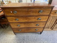 19th Century mahogany chest with four long drawers, 110cm wide