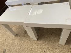Pair of modern white finish side tables, 45cm wide