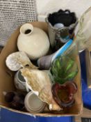 Mixed Lot: Various Art Glass wares, sea shells, vases etc