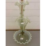 Vaseline glass four branch centre piece or epergne