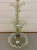 Vaseline glass four branch centre piece or epergne