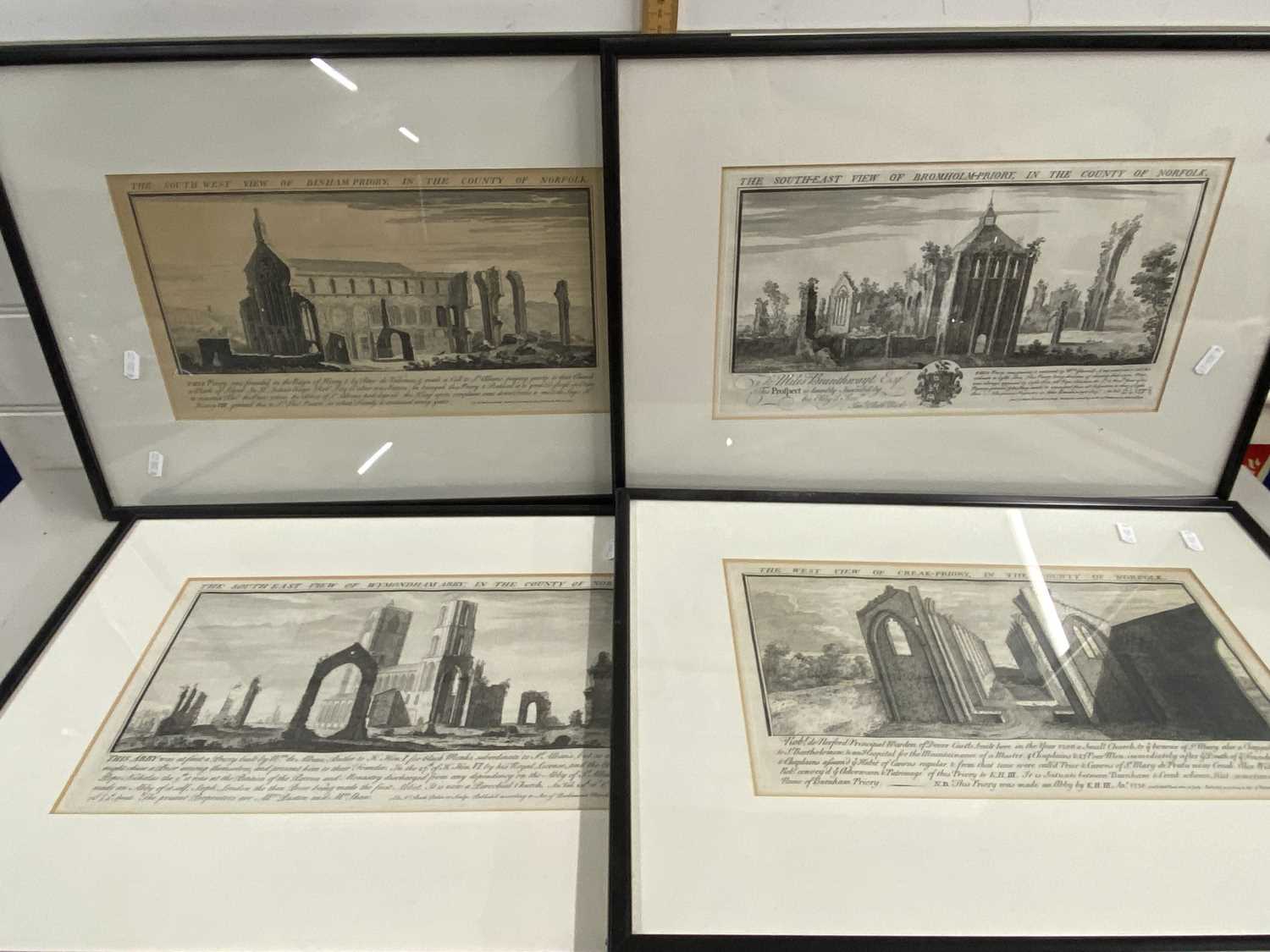 Samuel and Nathaniel Buck - A collection of four black and white etchings, Binham Priory, Bromholm