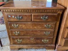 Modern mahogany three drawer chest, 82cm wide