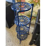 Blue painted iron pot stand