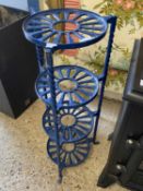 Blue painted iron pot stand