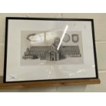 Wenceslaus Holler, The Old St Pauls Cathedral, black and white engraving, framed and glazed