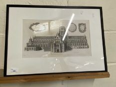 Wenceslaus Holler, The Old St Pauls Cathedral, black and white engraving, framed and glazed