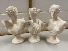 Three small contemporary Greek resin busts